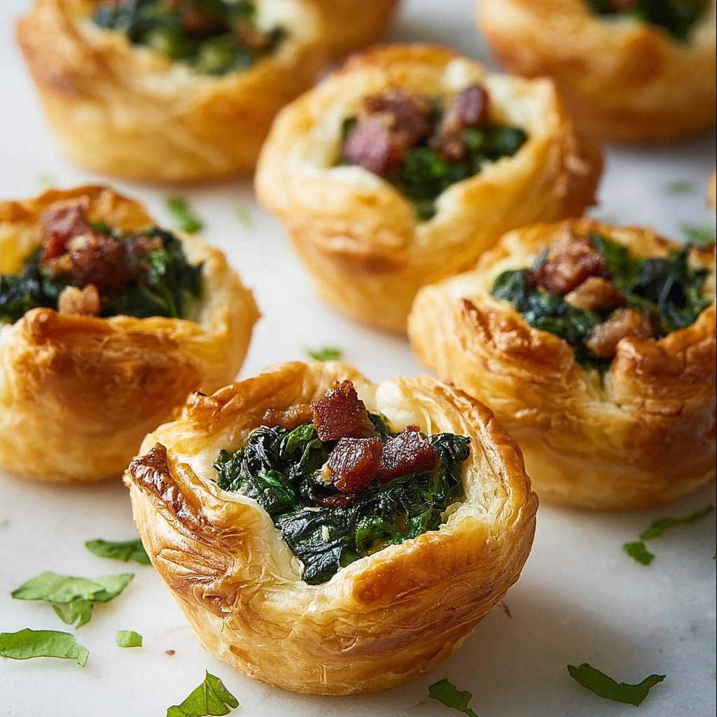 Spinach and Bacon Stuffed Puff Pastry Puffs Recipe - Recipe Image