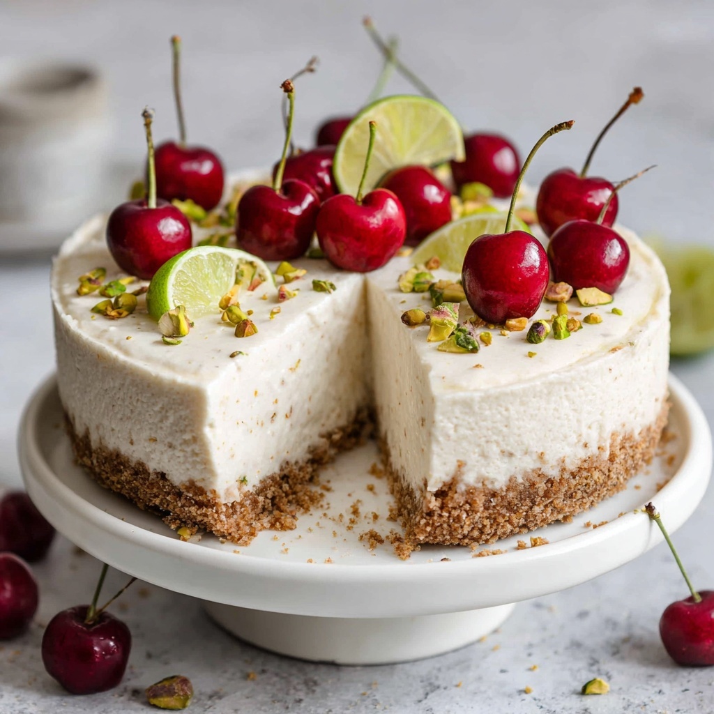 Lemon-Lime Cherry Pistachio Cheesecake Recipe - Recipe Image