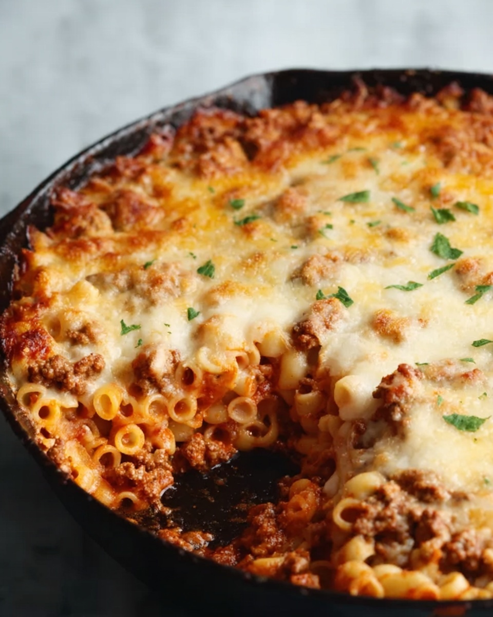 One-Skillet Cheesy Beef and Macaroni Recipe - Recipe Image
