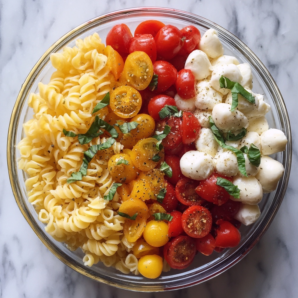Creamy Caprese Pasta Salad Recipe - Recipe Image