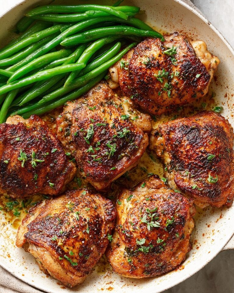 Chicken and Green Beans Skillet with Lemon, Garlic, and Spicy Hot Sauce Recipe