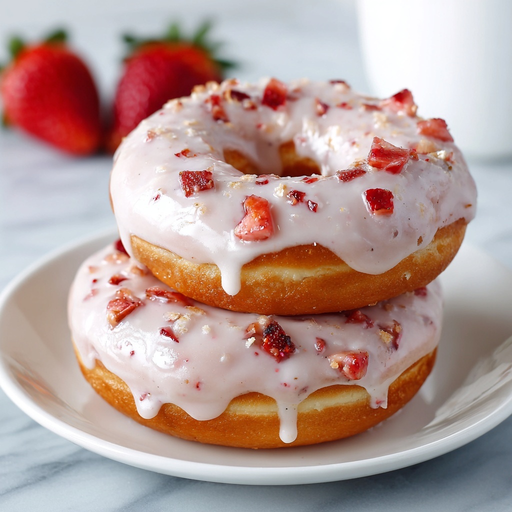 Strawberry Cake Donuts Recipe - Recipe Image