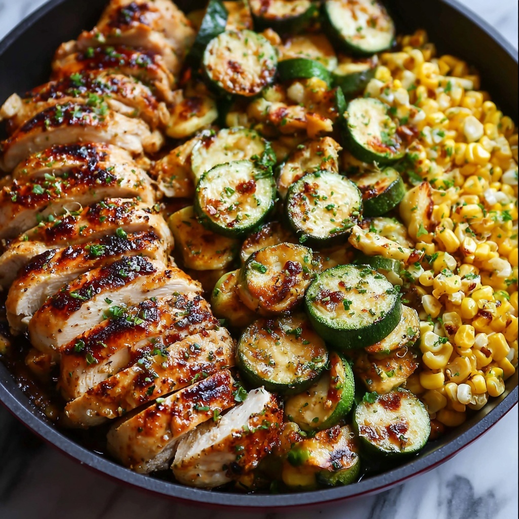 Garlic Butter Chicken with Zucchini & Corn Recipe - Recipe Image