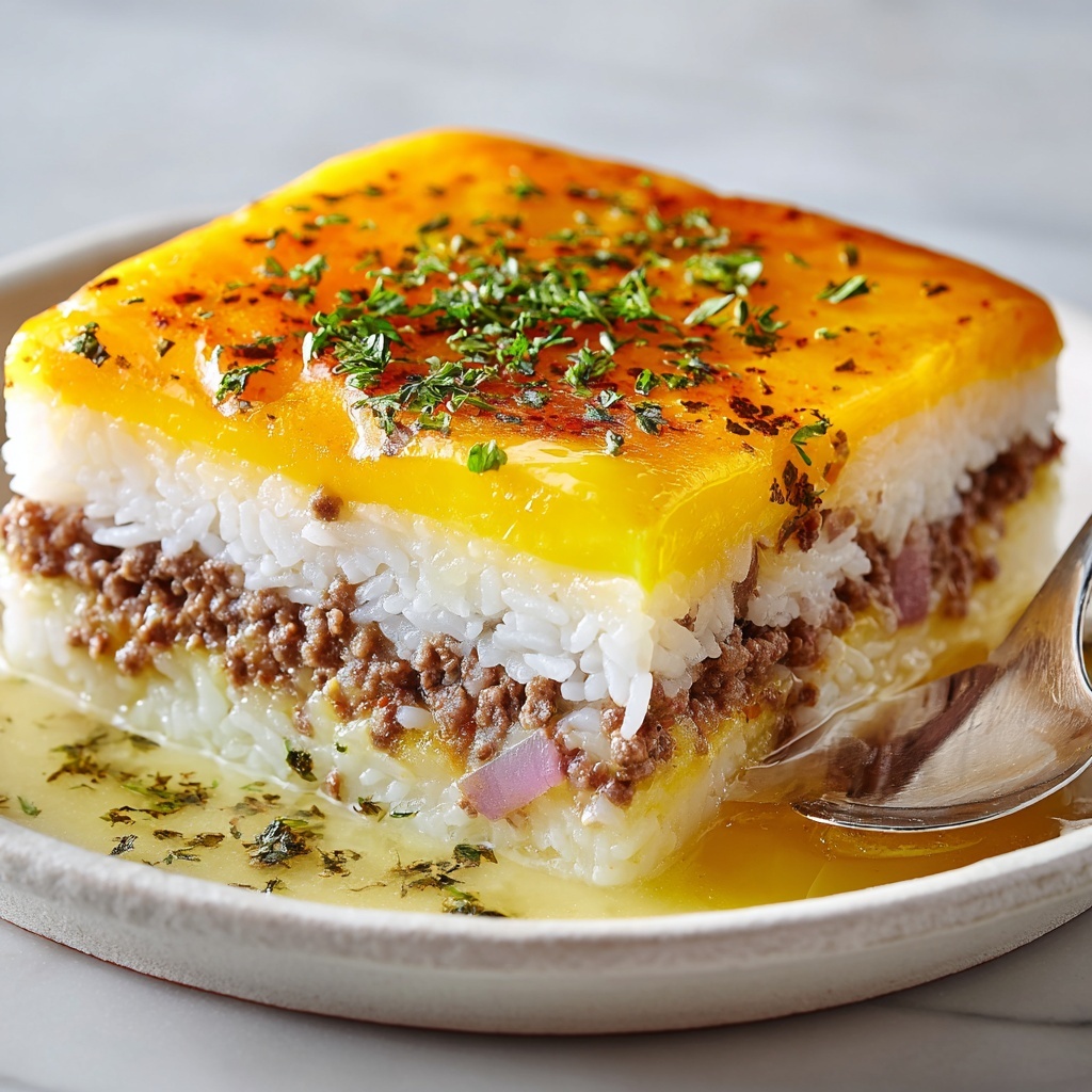 Creamy Garlic Butter Beef and Cheddar Rice Delight Recipe - Recipe Image