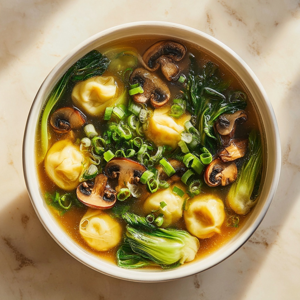 Potsticker Soup with Mushrooms and Bok Choy Recipe - Recipe Image