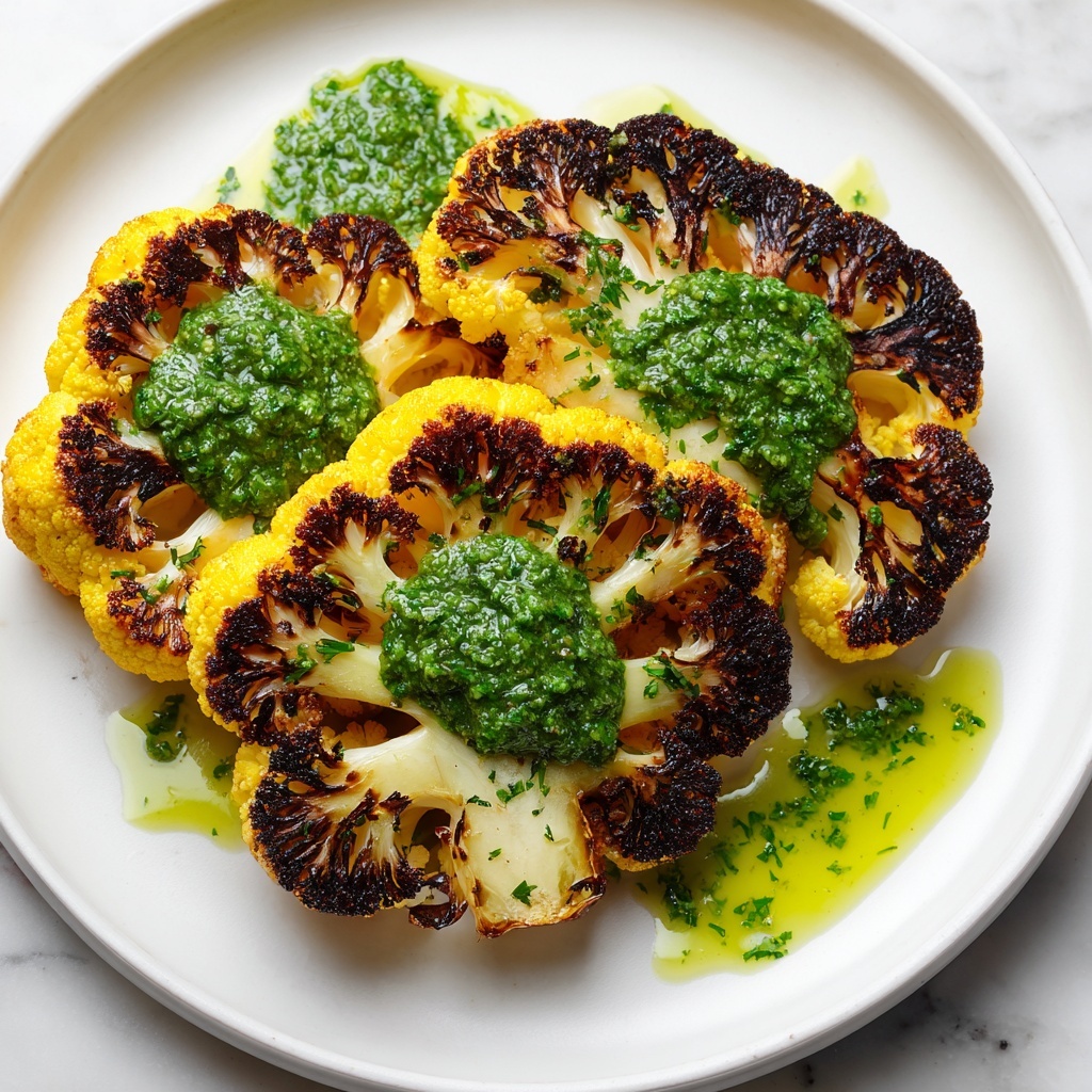 Roasted Cauliflower Steaks with Garlic Herb Sauce Recipe - Recipe Image