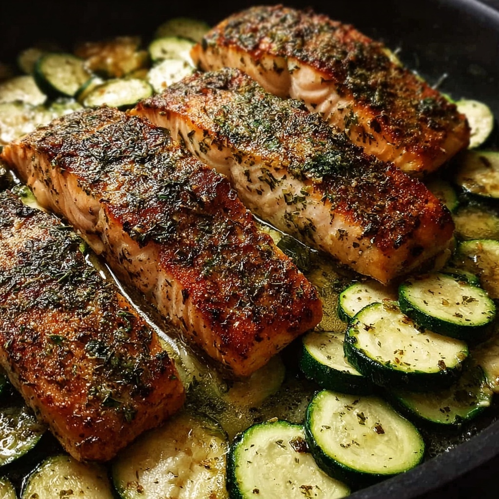 One-Pan Lemon Herb Salmon with Zucchini Recipe - Recipe Image