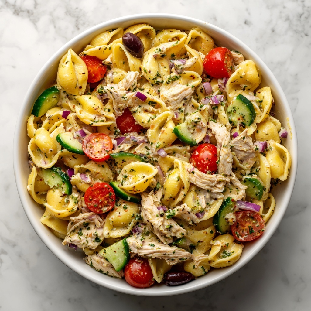 Tuna Pasta Salad with Cherry Tomatoes and Black Olives Recipe - Recipe Image
