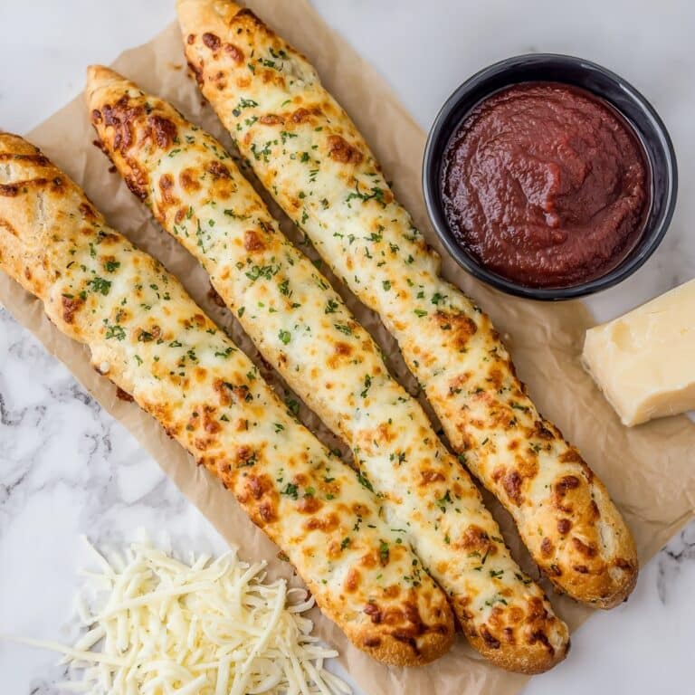 Cheesy Garlic Breadsticks with Marinara Dip Recipe