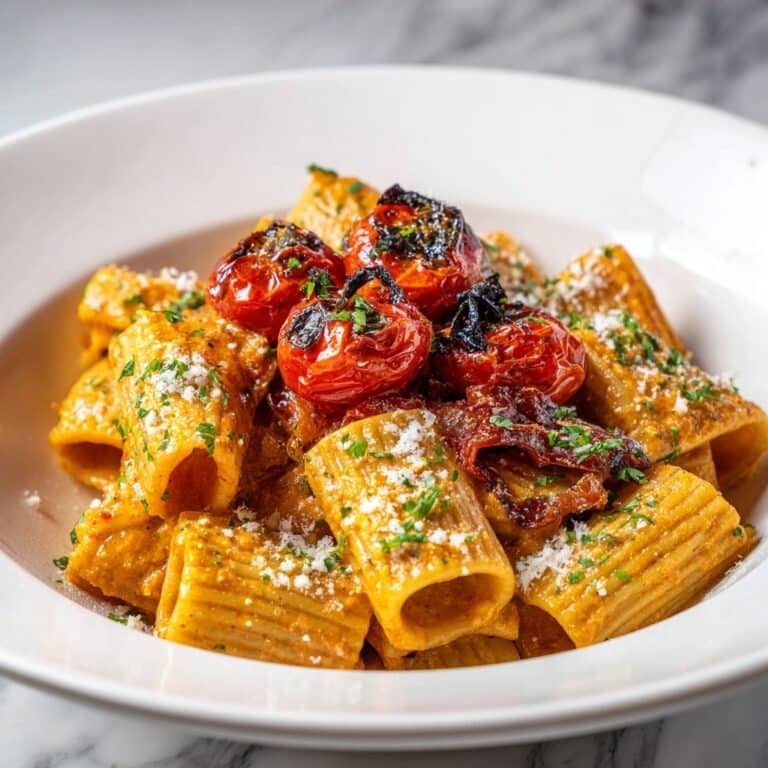 Creamy Tomato Garlic Pasta with Cherry Tomatoes and Red Pepper Flakes Recipe
