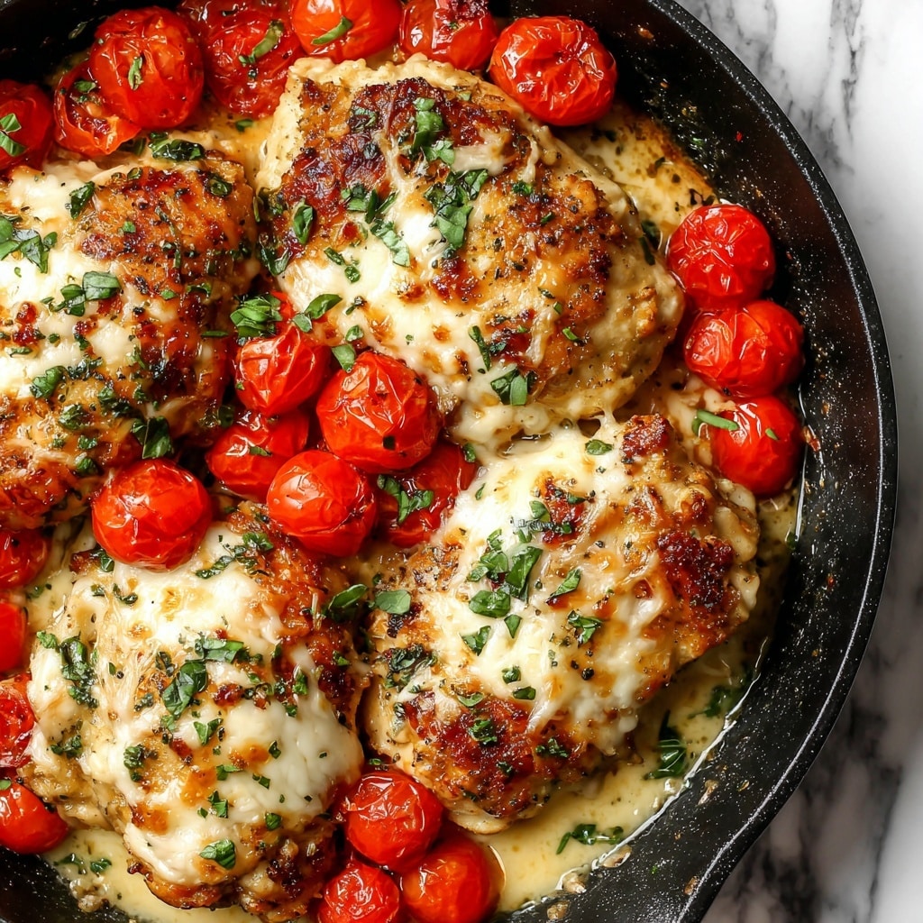 One Pan Balsamic Chicken with Tomato and Mozzarella Recipe - Recipe Image