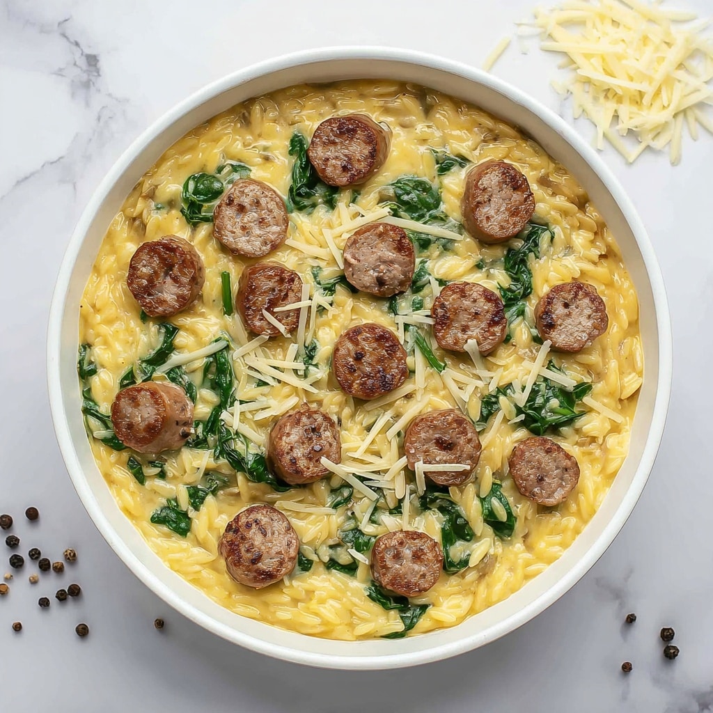 One Pan Chicken Sausage and Orzo Recipe - Recipe Image