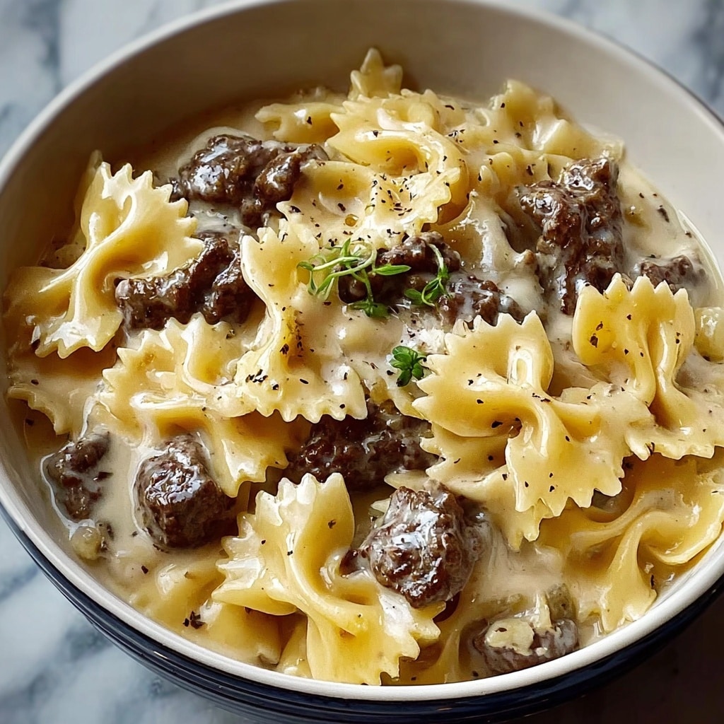Creamy Beef and Bowtie Pasta Recipe - Recipe Image