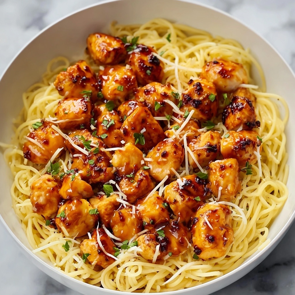 Garlic Butter Chicken Bites with Creamy Parmesan Pasta Recipe - Recipe Image
