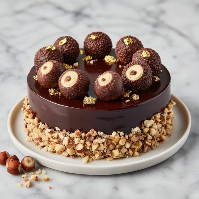 Vegan Ferrero Rocher Cake with Hazelnut and Chocolate Ganache Recipe