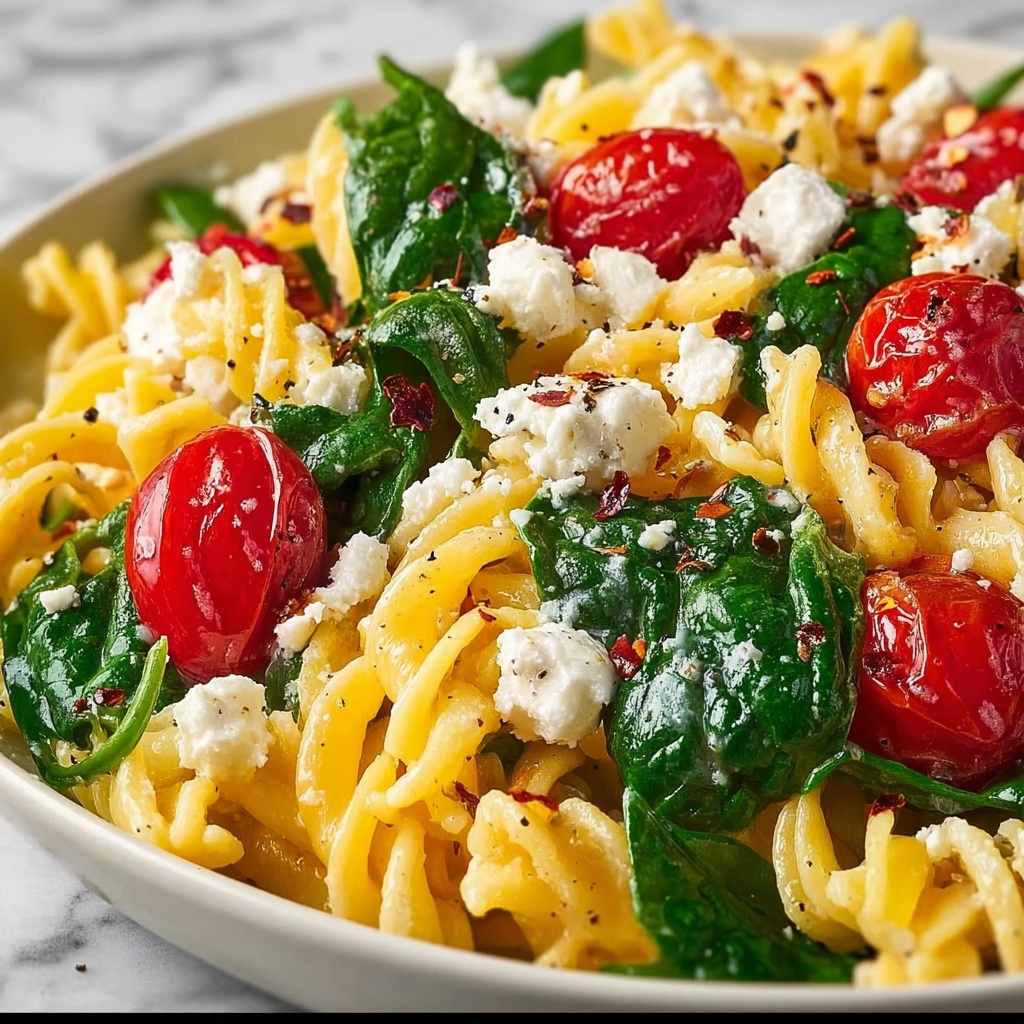Vibrant Spinach Pasta Salad with Feta and Sweet Cranberries Recipe - Recipe Image