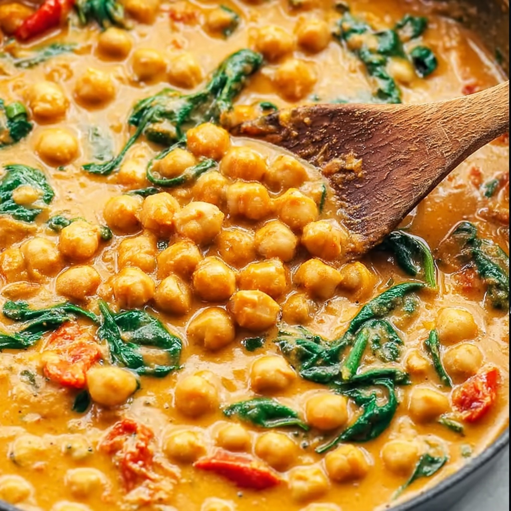 Creamy Sun-Dried Tomato Chickpeas Recipe - Recipe Image