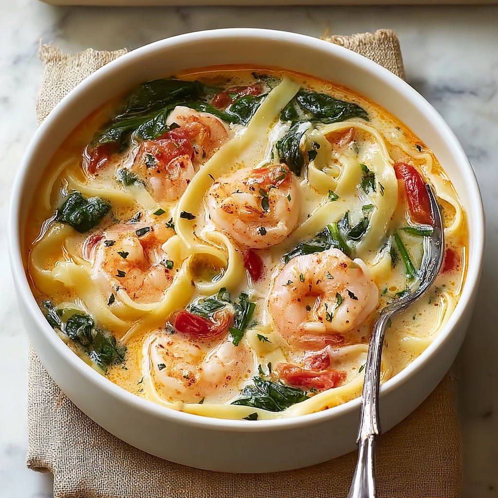 Best Creamy Shrimp Tuscan Fettuccine Recipe - Recipe Image