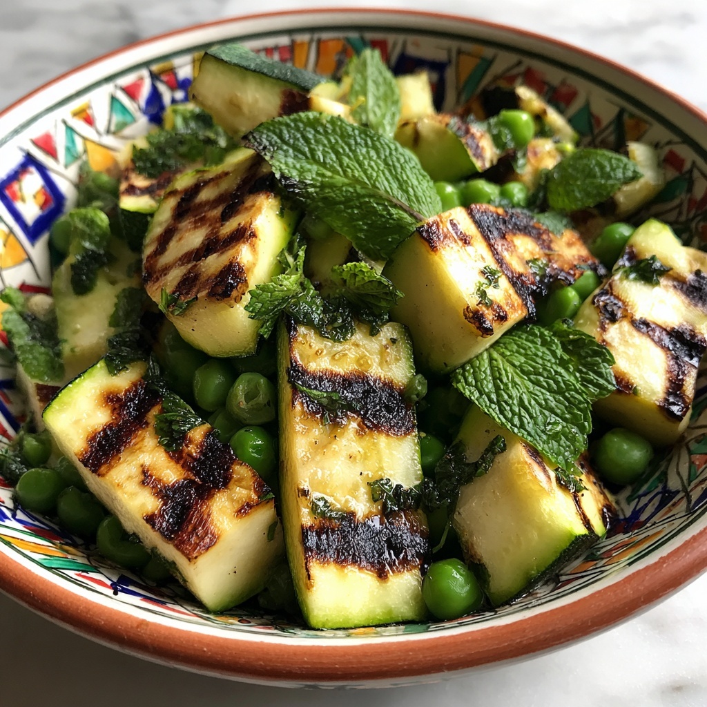 Grilled Zucchini, Halloumi, and Pea Salad with Mint, Dijon, and Lemon Recipe - Recipe Image