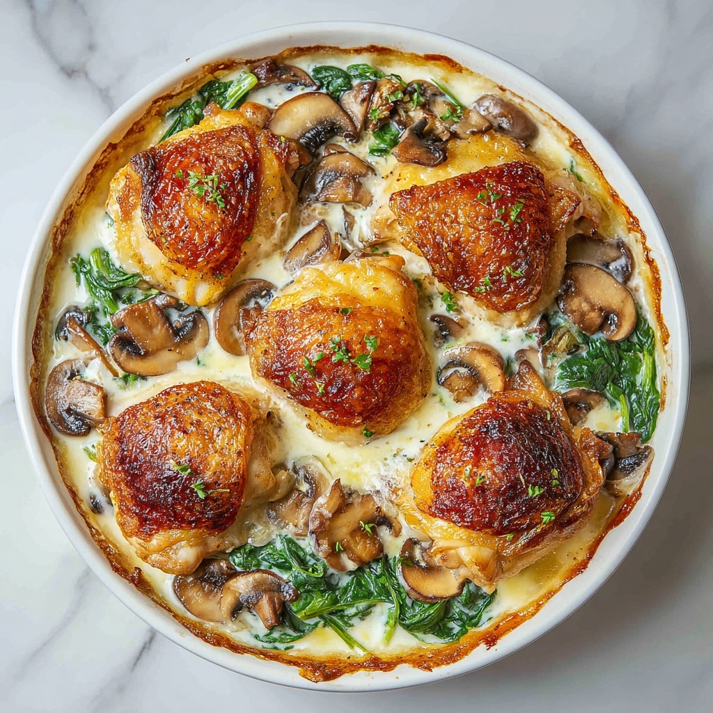 Chicken, Spinach, and Mushroom Low-Carb Oven Bake Recipe - Recipe Image