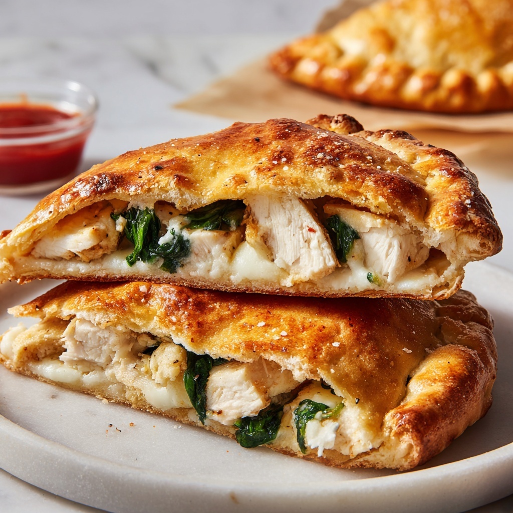 Creamy Chicken Spinach Calzone with Ricotta and Mozzarella Recipe - Recipe Image