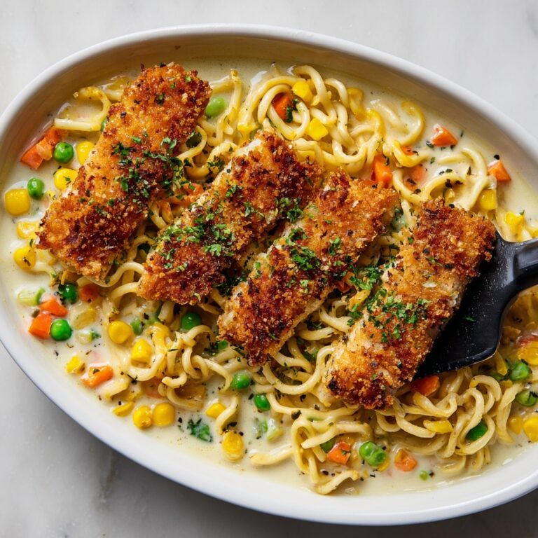 Chicken Noodle Bake with Ranch Seasoned Chicken and Crispy Cornflake Topping Recipe