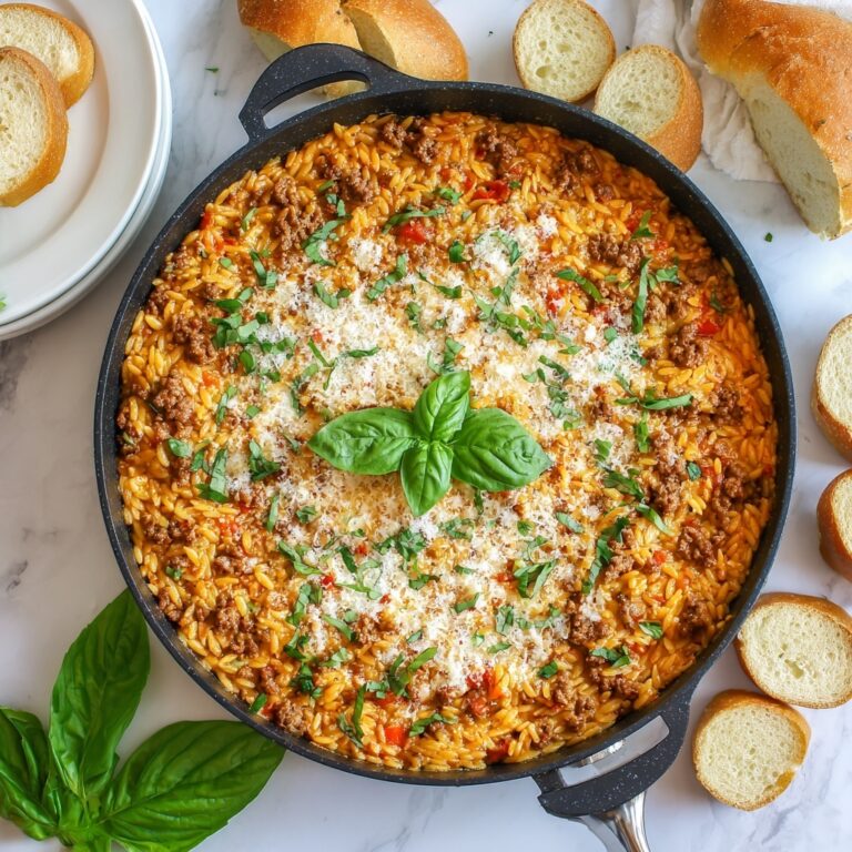 Ground Beef and Orzo Skillet Dinner Recipe