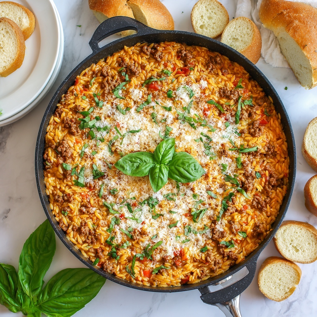 Ground Beef and Orzo Skillet Dinner Recipe - Recipe Image