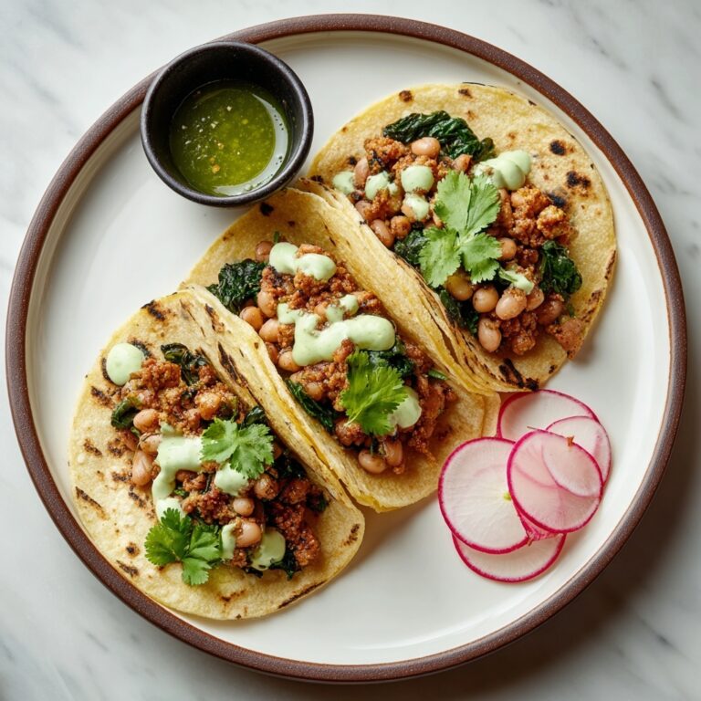 Smoky Beans and Greens Tacos with Aji Verde Recipe