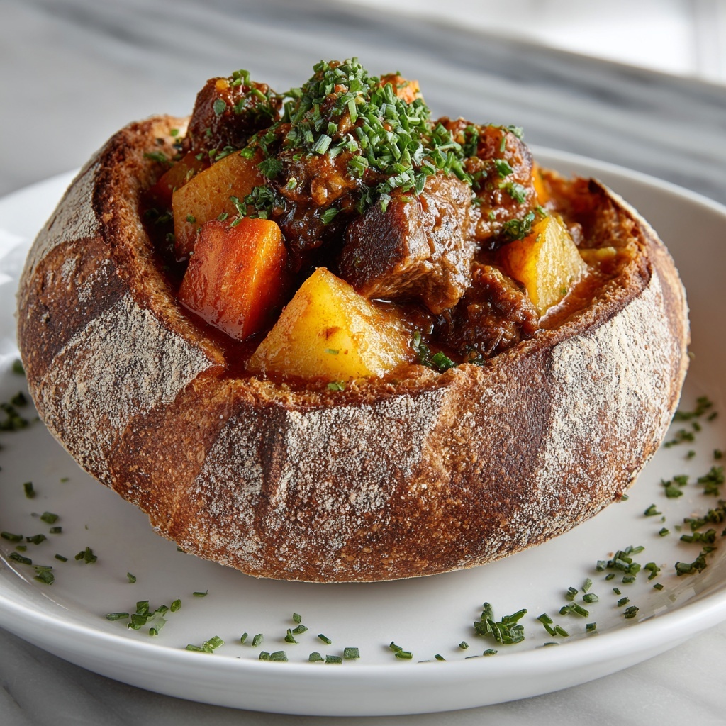 South African Curry in Hollowed Bread Recipe - Recipe Image