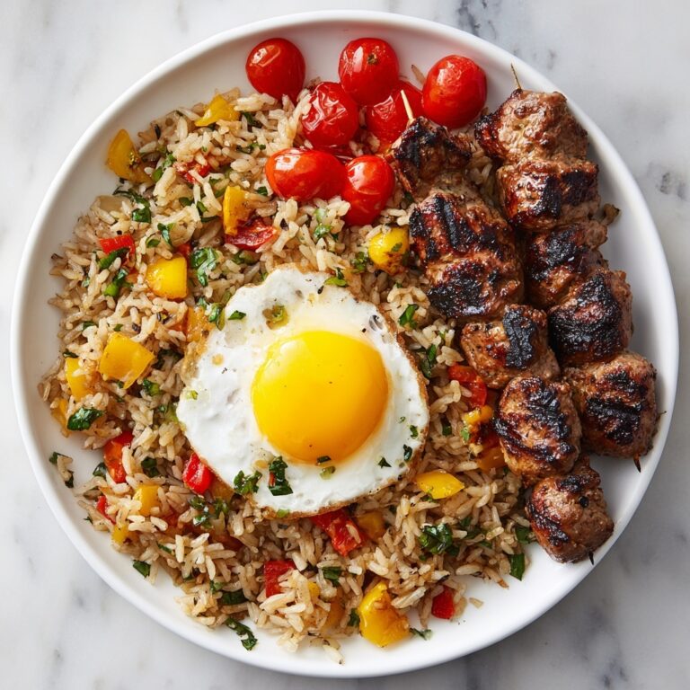 Indonesian Fried Rice with Grilled Skewers Recipe