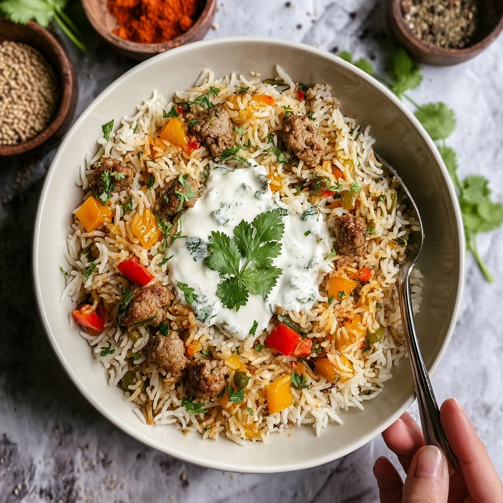 Pakistani Spiced Rice with Meat and Yogurt Sauce Recipe - Recipe Image