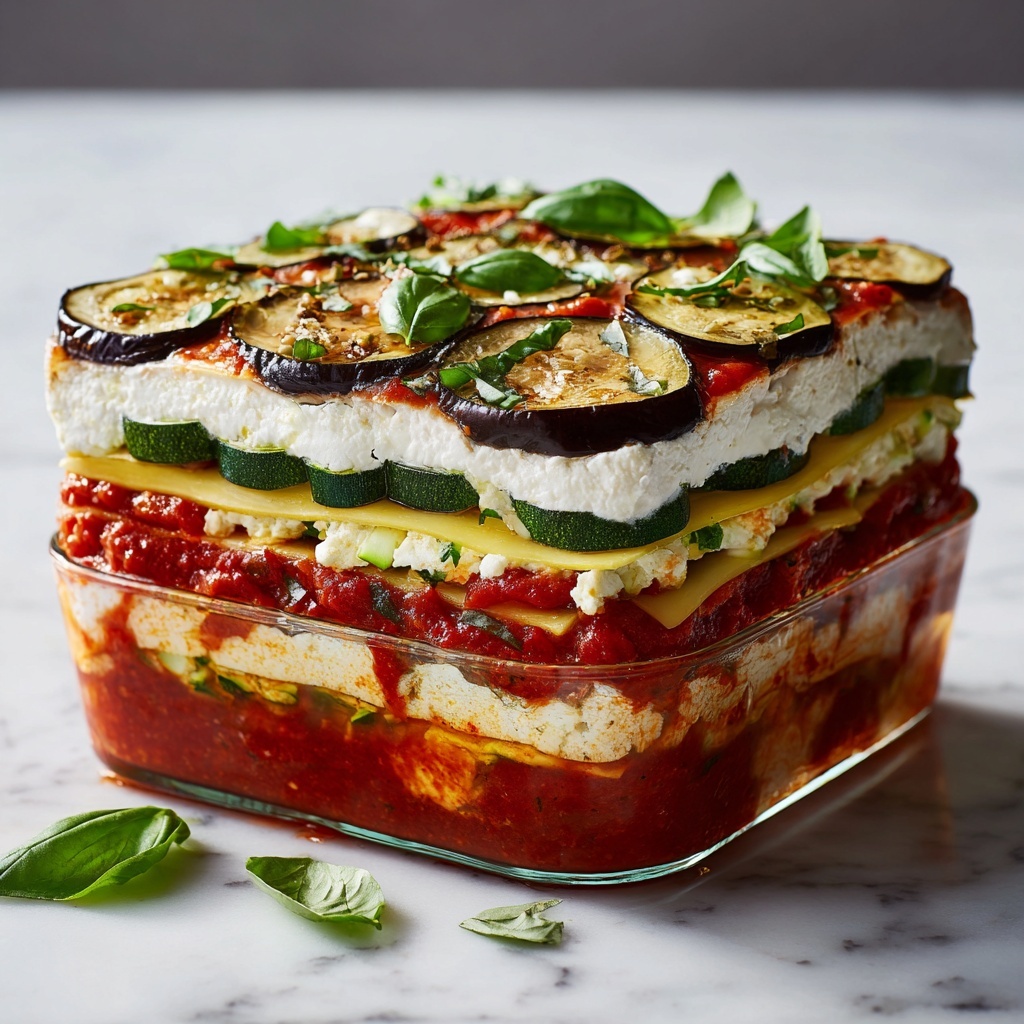 Layered Mediterranean Vegetable Lasagna with Creamy Ricotta Recipe - Recipe Image