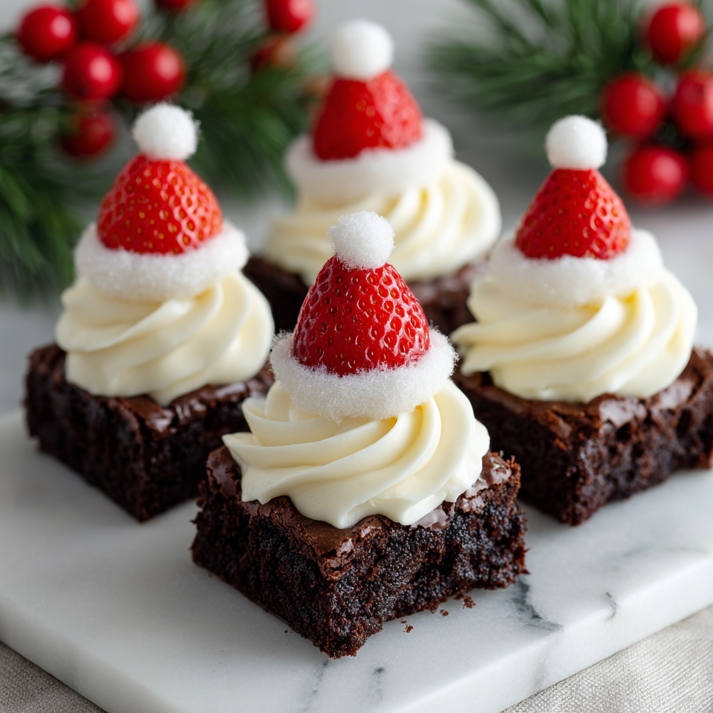 Santa Hat Brownie Bites Recipe - Recipe Image