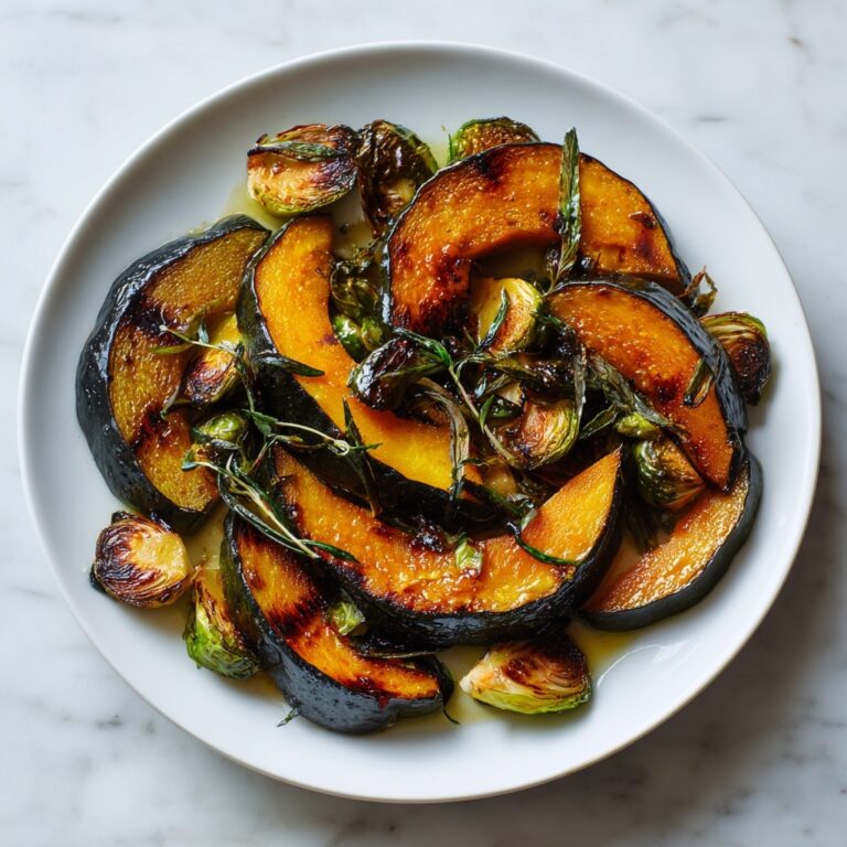 Roasted Acorn Squash and Brussels Sprouts with Balsamic Glaze Recipe