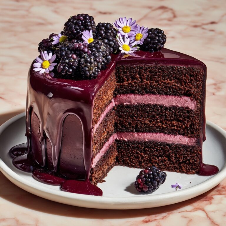 Decadent Blackberry Velvet Gothic Cake with Dark Chocolate Ganache Recipe