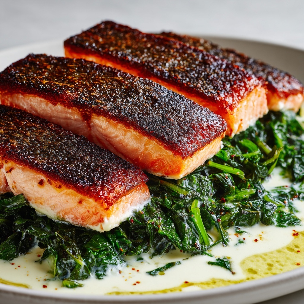Blackened Salmon Stuffed with Spinach and Parmesan Recipe - Recipe Image