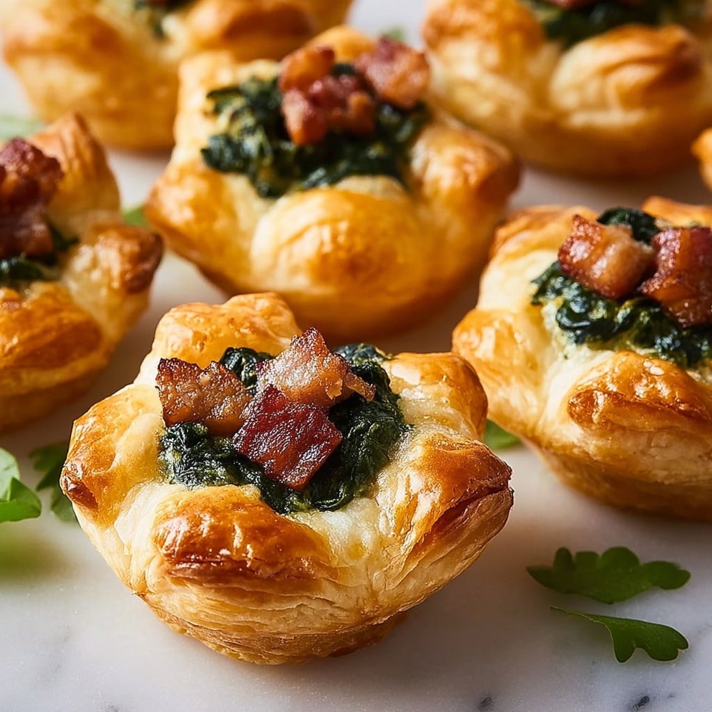 Spinach and Bacon Stuffed Puff Pastry Puffs Recipe - Recipe Image