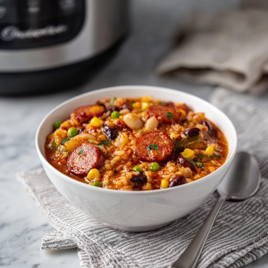 Slow Cooker Hoppin' John: Hearty Black-Eyed Peas and Sausage Cassoulet Recipe - Recipe Image