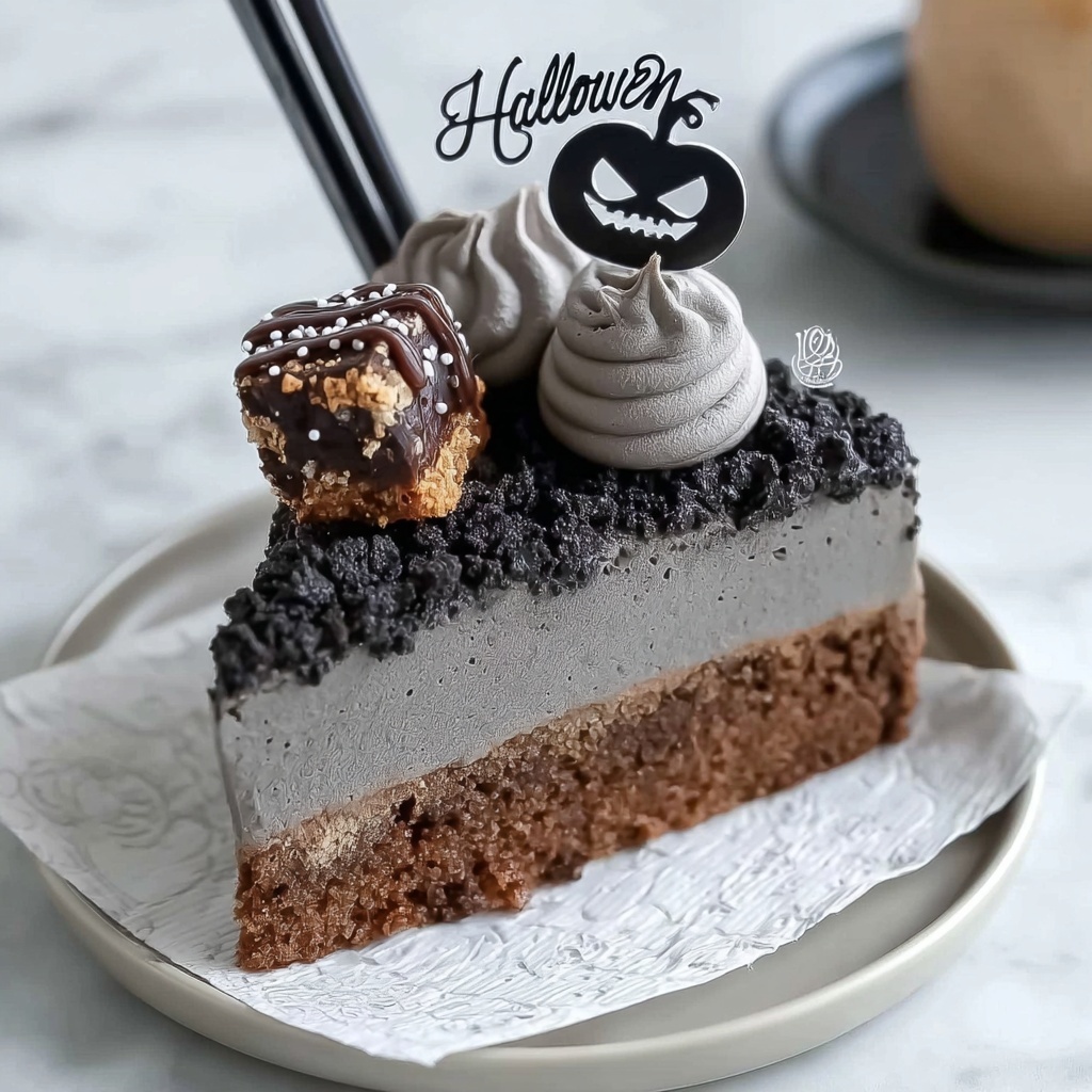 Japanese Black Sesame Halloween Cheesecake Recipe - Recipe Image