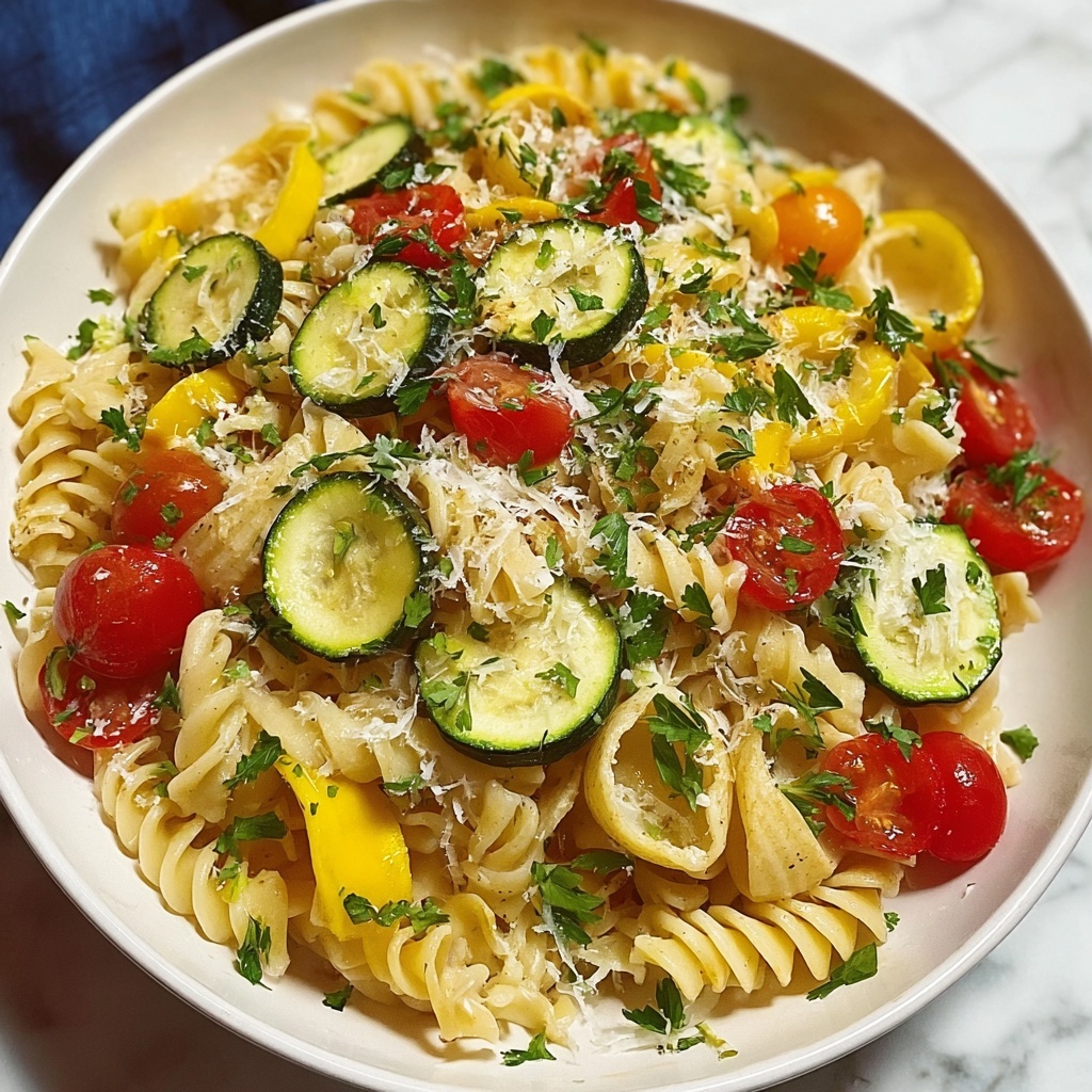 Lemon Butter Pasta with Zucchini, Cherry Tomatoes, and Basil Recipe - Recipe Image