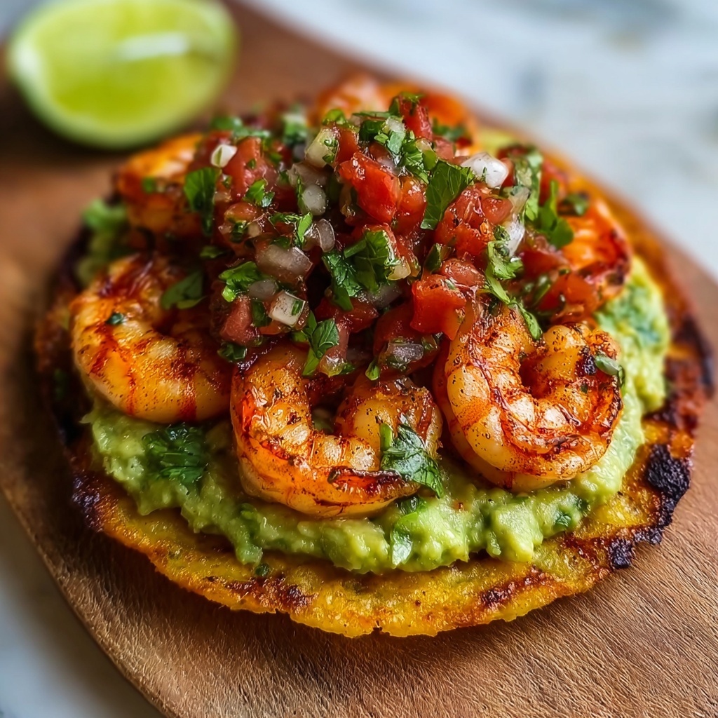 Grilled Shrimp Tostadas with Guacamole & Pico de Gallo Recipe - Recipe Image