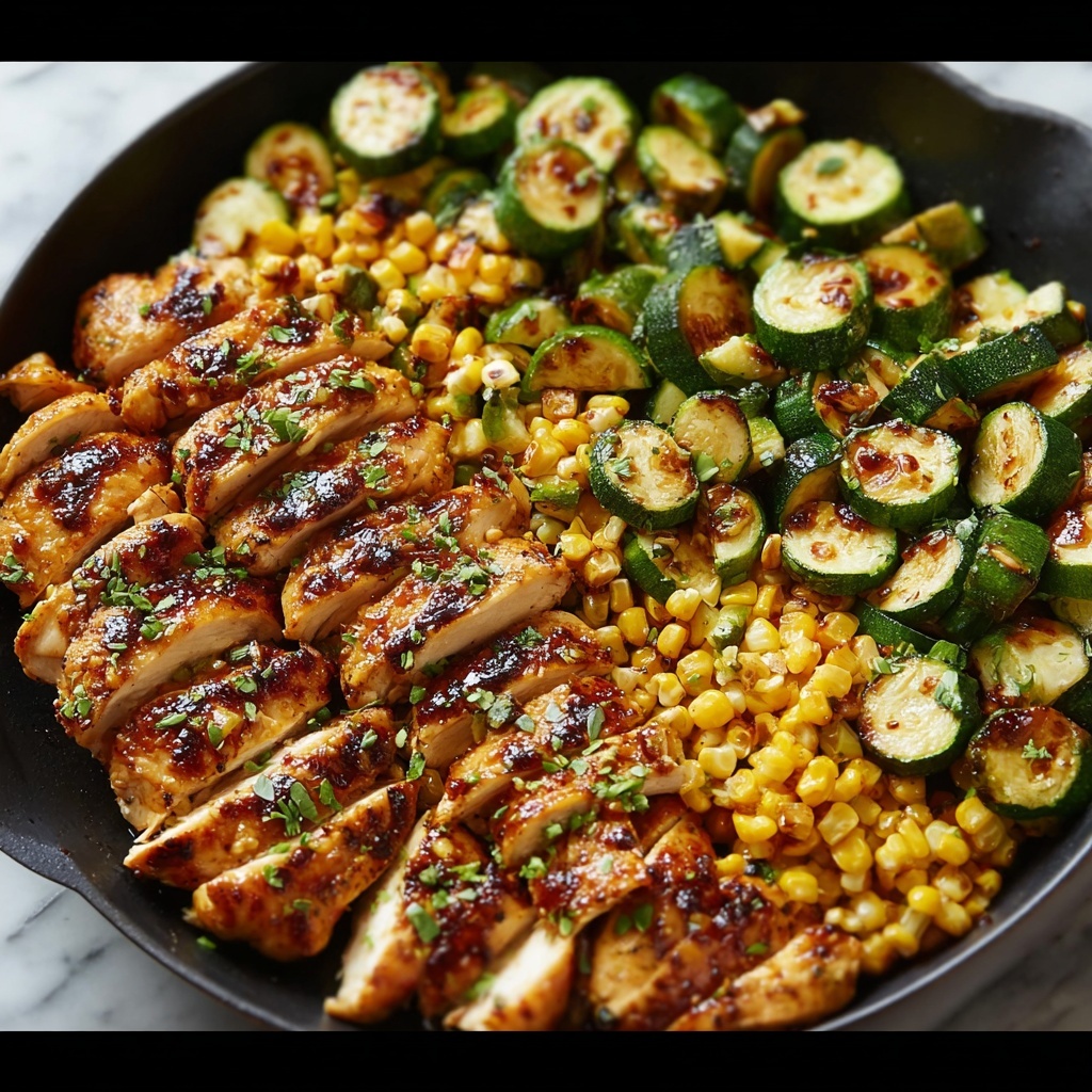 Garlic Butter Chicken with Zucchini & Corn Recipe - Recipe Image