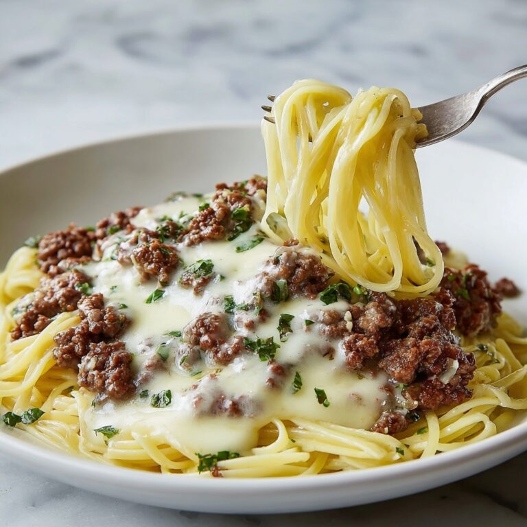 Cheesy Beef Alfredo with Linguine Recipe
