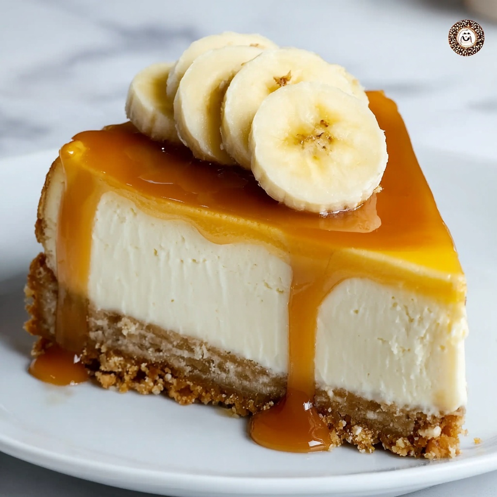 Banana Cheesecake with Graham Cracker Crust and Toppings Recipe - Recipe Image