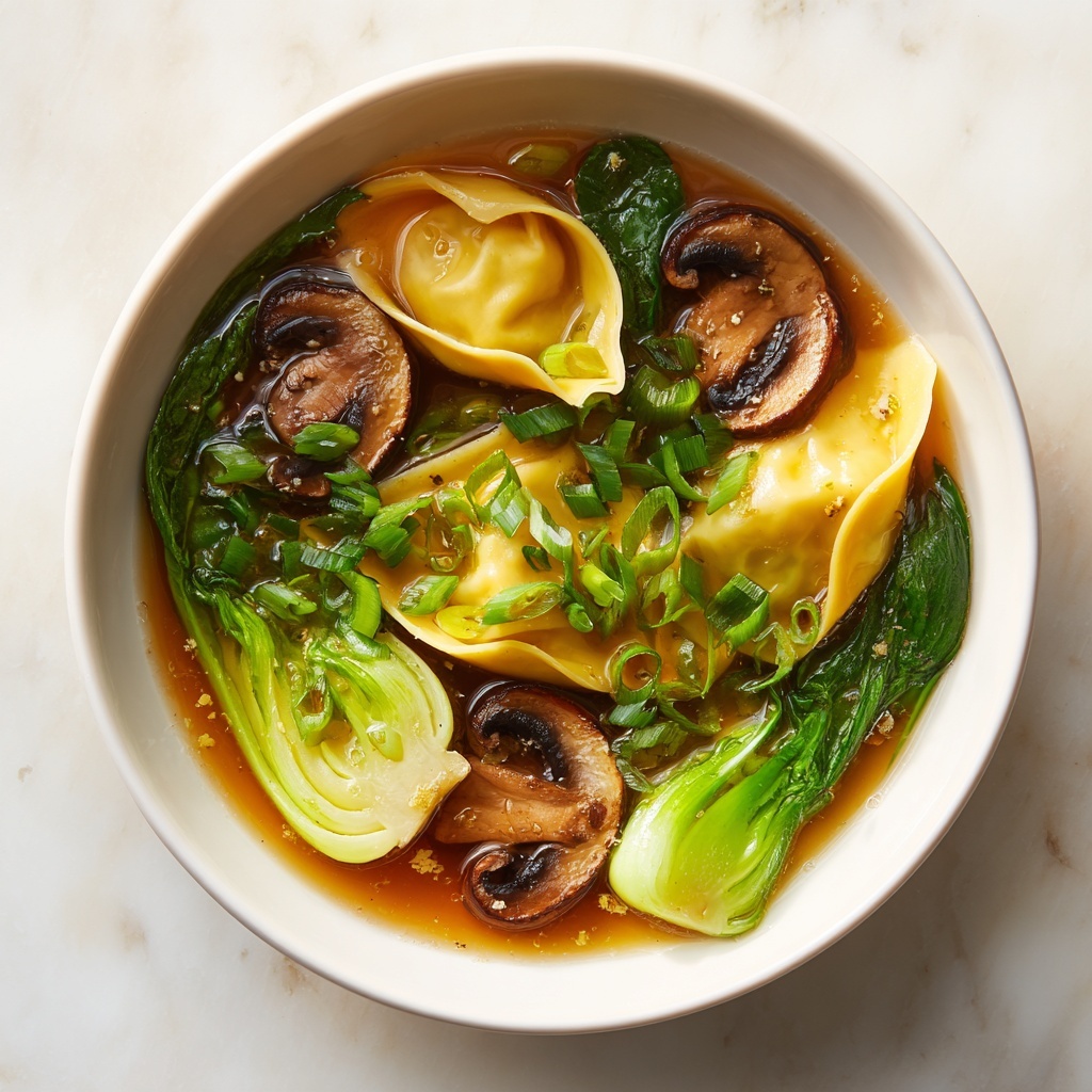 Potsticker Soup with Mushrooms and Bok Choy Recipe - Recipe Image