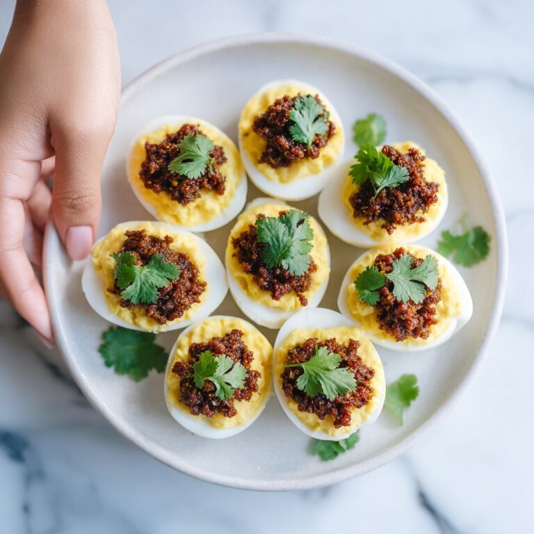 Jalapeno Deviled Eggs with Ground Beef and Cilantro Recipe