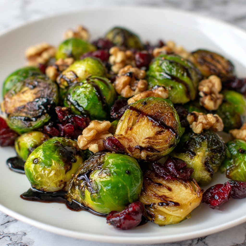 Roasted Brussels Sprouts with Cranberries and Walnuts Recipe - Recipe Image