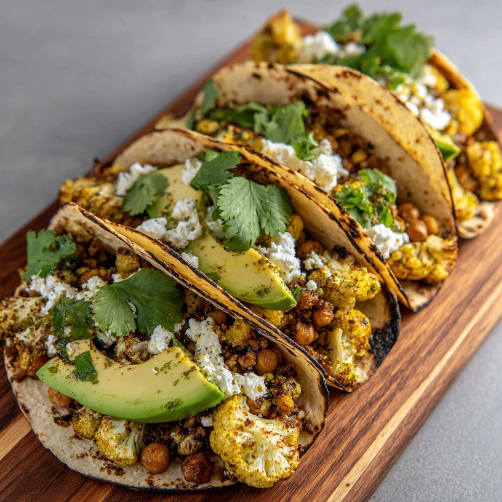 Roasted Cauliflower Chickpea Tacos Recipe - Recipe Image