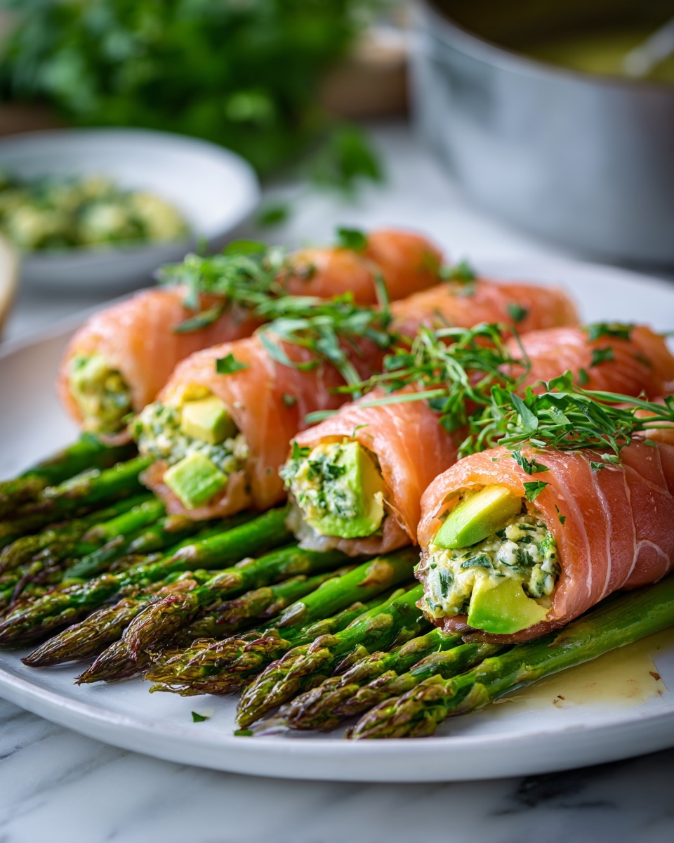 Asparagus and Lemon Basil Ricotta Stuffed Salmon Rolls Recipe - Recipe Image